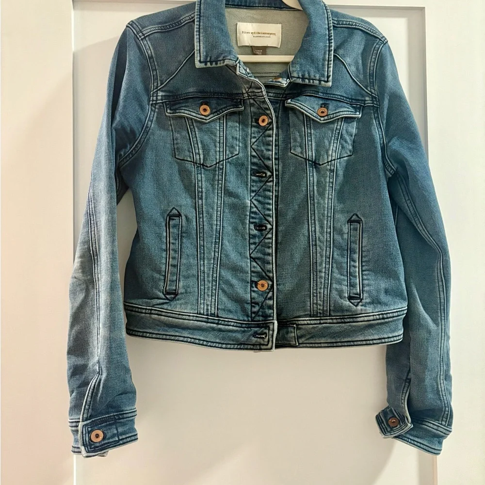 Anthropologie Pilcro and The Letterpress Blue Jean Cropped Denim Jacket - Picture 2 of 4